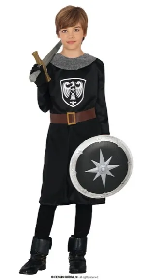 BLACK MEDIEVAL WARRIOR, ENFANT, 5 – 6 ANS
