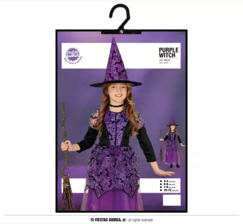PETITE SORCIÈRE LILAS ENFANTS TAILLE 3-4 ANS – Image 3