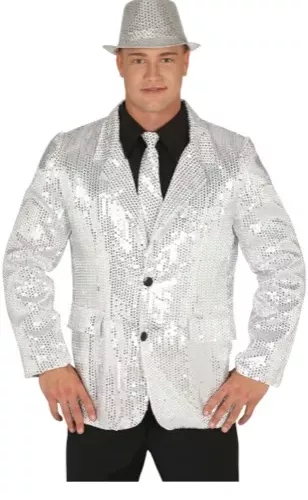 VESTE À PAILLETTES ARGENTÉES, ADULTE, 46 – 48 (S)