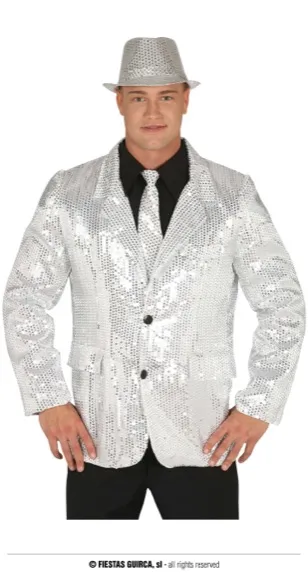 VESTE À PAILLETTES ARGENTÉES, ADULTE, 46 – 48 (S)