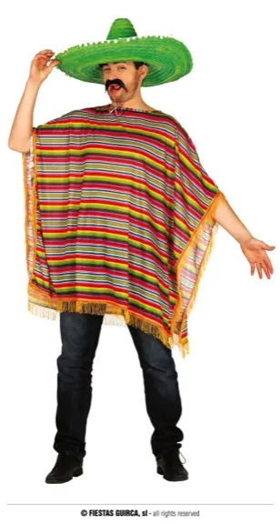 PONCHO MÉXICAIN ADULTE TAILLE L 52-54