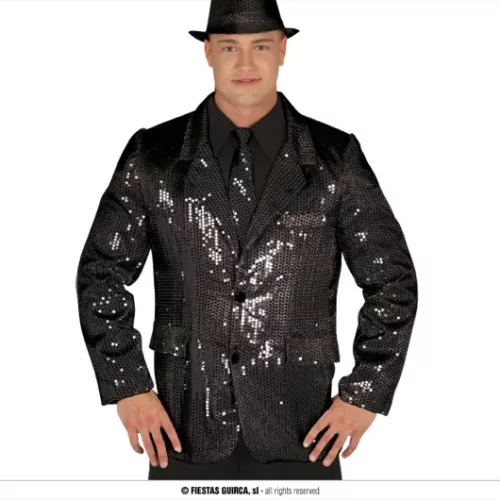 VESTE SEQUINS NOIRS ADULTE 52 54 L