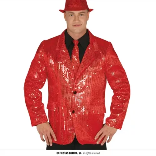 VESTE SEQUINS ROUGES ADULTE 52 54 L
