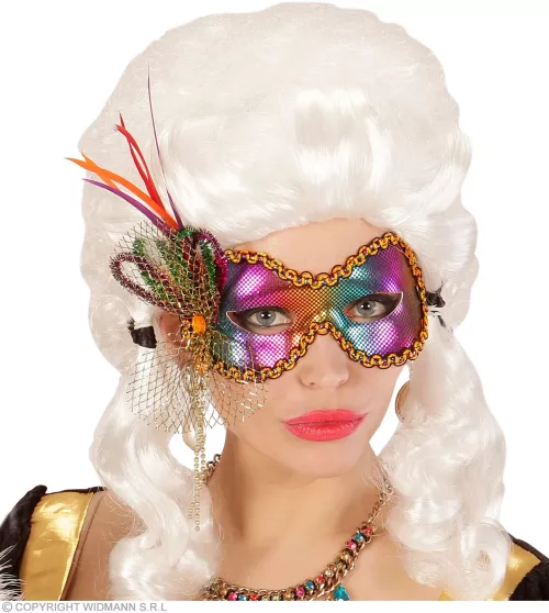 LOUP FIDELIO METAL ARC EN CIEL AVEC PIERRES, PERLES, PLUMES MULTICOLORES & DECORATIONS – Image 3