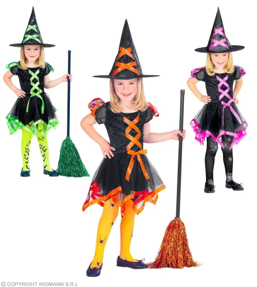 SORCIERE NEON 3 coul. (robe, chapeau)