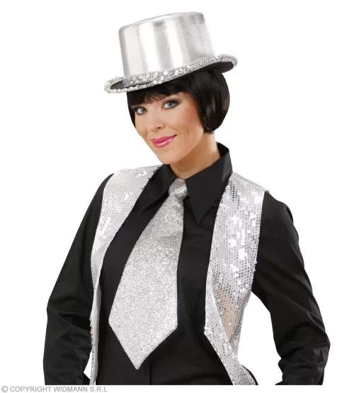 CRAVATE LUREX ARGENT avec élastique – Image 3