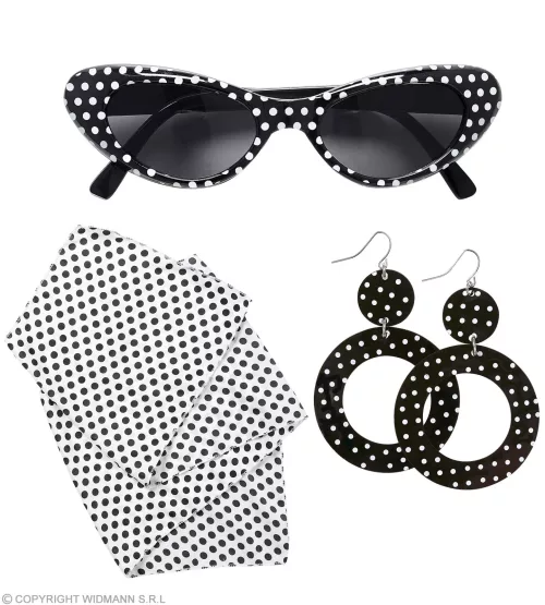 FILLE DES ANNEES 50 (lunettes, boucles d’oreilles, foulard)