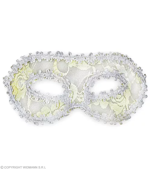 MASQUE AVEC FLEURS ET RUBAN BLANCS