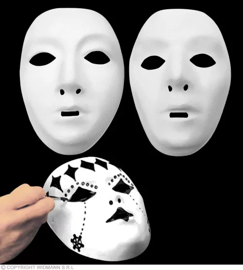 MASQUE BLANC A PEINDRE plastique- 2 styles ass.