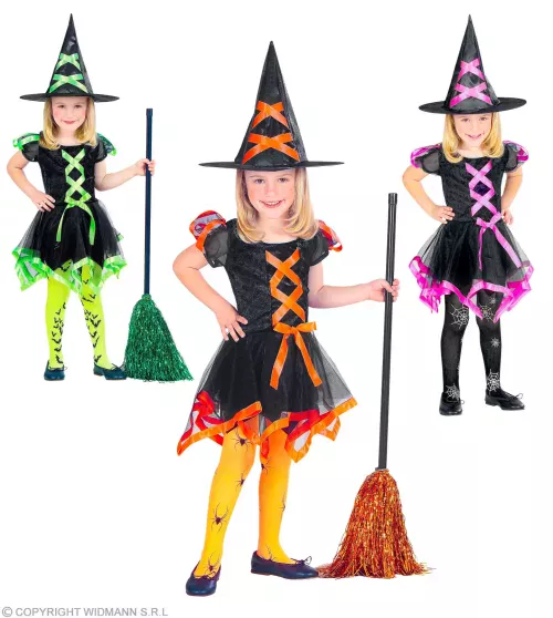 SORCIERE NEON 3 coul. (robe, chapeau)