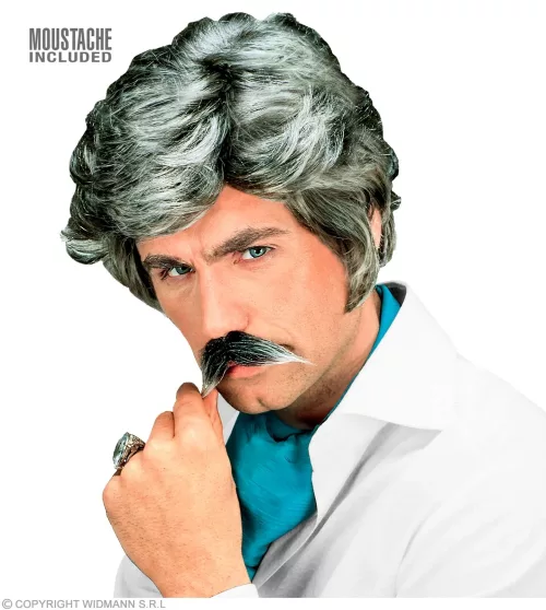 PERRUQUE CASANOVA AVEC MOUSTACHES gris - en boÎte